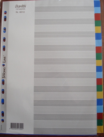 Bantex 6013 A4 20 Tab Coloured Divider Set PVC